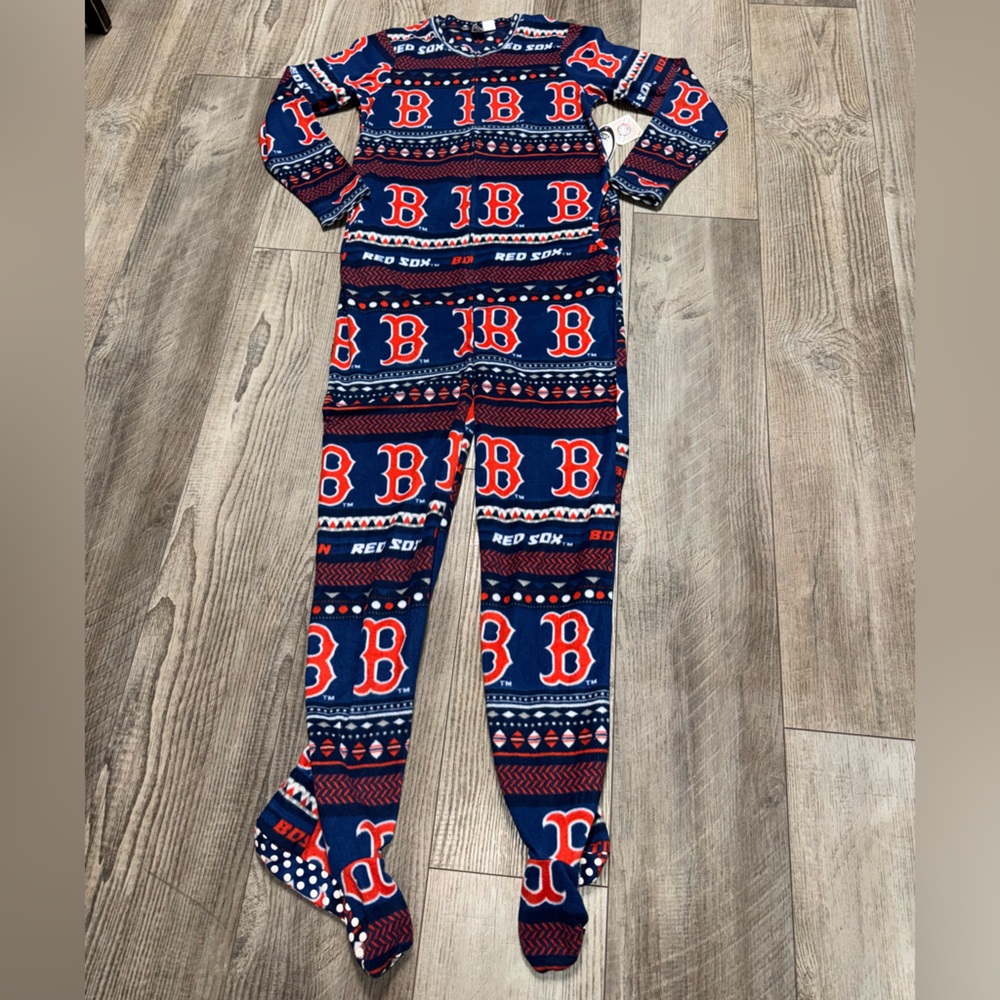 NWT NEW Sports Concept Boston Red Sox baseball footed footy pajamas blue red S